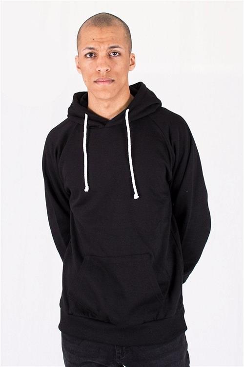 Raglan basic hoodie - Sort - Herre - S - TeeShoppen