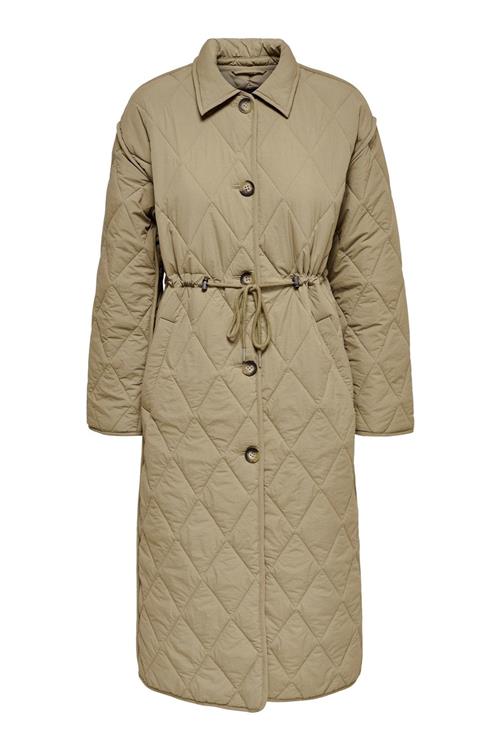 Naya Quilted Long Coat - Petrified Oak - Dame - L - ONLY