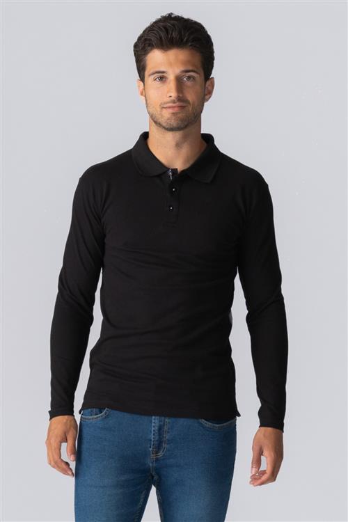 Muscle langærmet Polo Shirt - Sort - Herre - 2XL - TeeShoppen