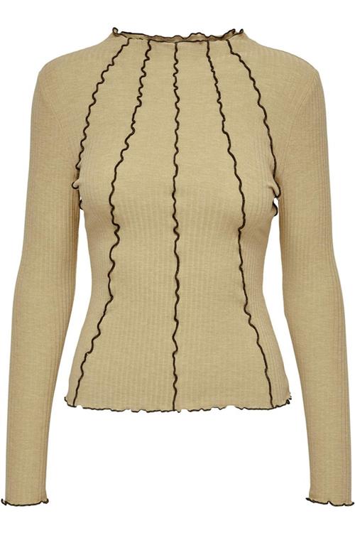 Emma Lia Highneck Bluse - Incense - M - ONLY