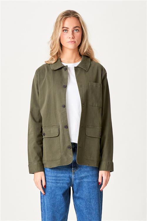 Twill Shacket - Dark Olive - XL - TeeShoppen