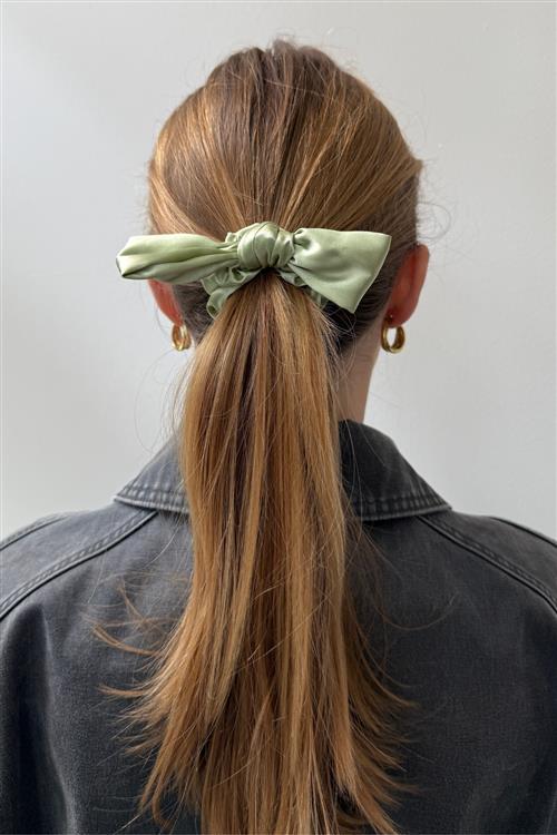 Bow Scrunchie - Grøn - One-Size - TeeShoppen