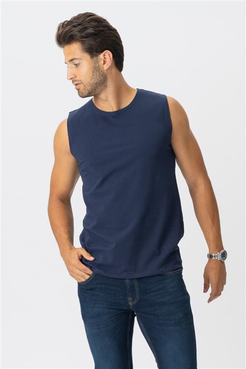 Sleeveless Tee - Navy - Herre - XL - TeeShoppen