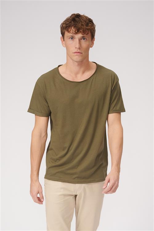 Dyb Rund Hals - Oliven Grøn - Herre - 3XL - TeeShoppen