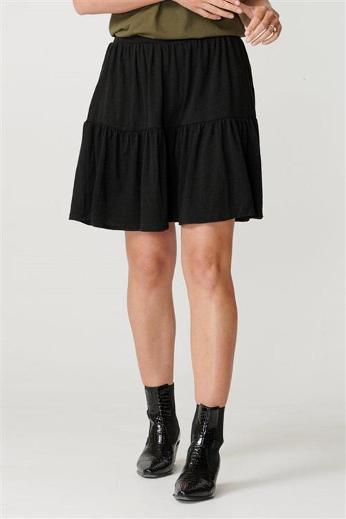 Basic blød mini nederdel - Sort - Dame - M - PIECES