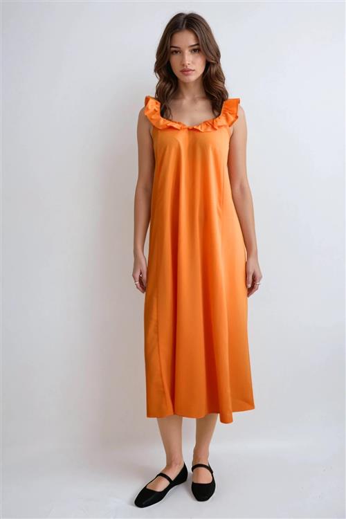 Zora Midi Kjole - Sun Orange - L - ONLY