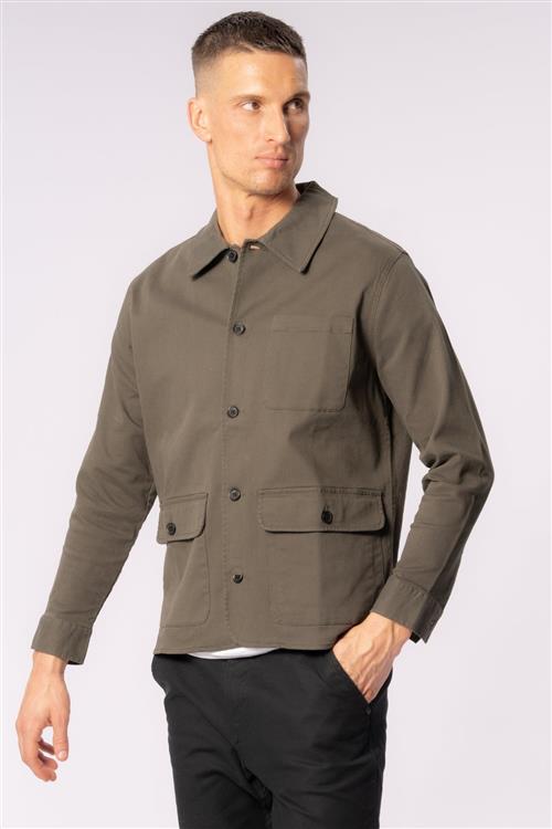 Twill Skjortejakke - Mørk Oliven (BUTIK) - M - TeeShoppen