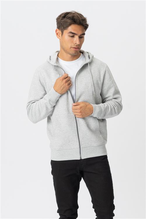 Zip Hoodie - Askegrå - Herre - M - TeeShoppen