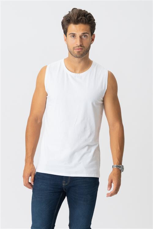 Sleeveless Tee - Hvid - Herre - XL - TeeShoppen
