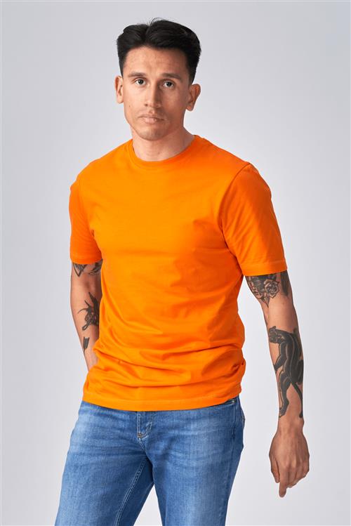 Basic T-shirt - Orange - Slim fit - Herre - L - TeeShoppen
