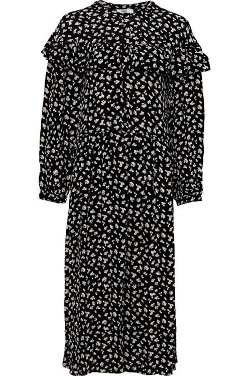 Amelia kjole - Sort blomstret - XL - Amis de Copenhague