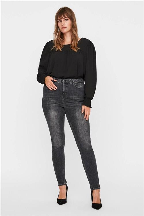 Lora Jeans high waisted (Curve) - Sort-grå denim - Dame - 48 - Vero Moda Curve