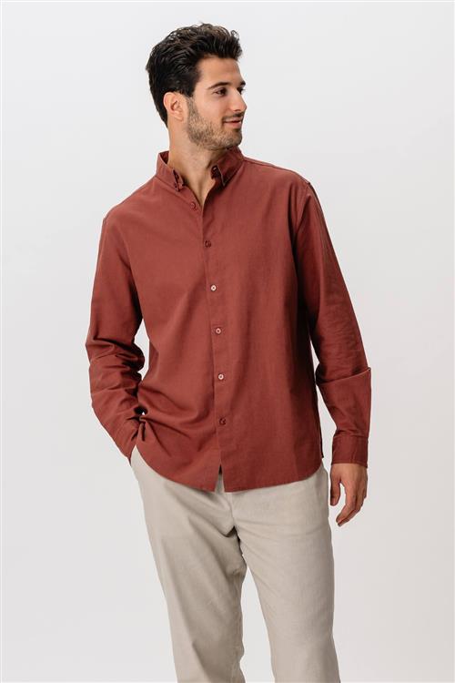 Hørskjorte - Terracotta - XS - TeeShoppen