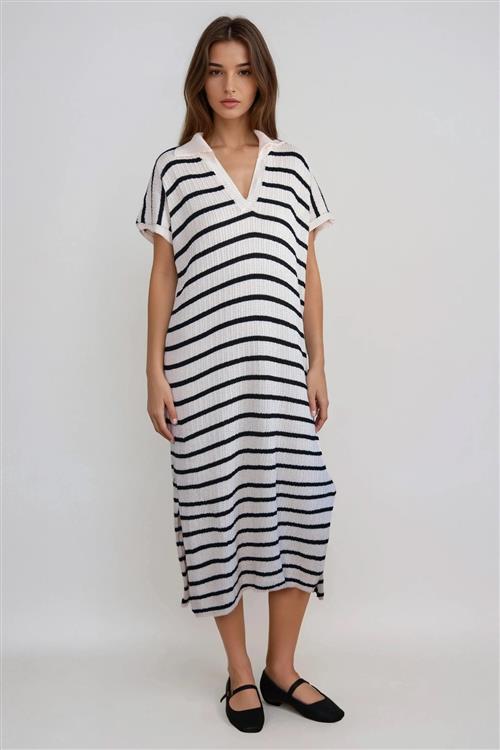 Victoria Kjole - Hvid/Sort - S/M - TeeShoppen