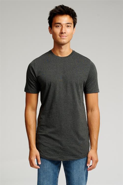 Long T-shirt - Mørkegrå - Herre - S - TeeShoppen