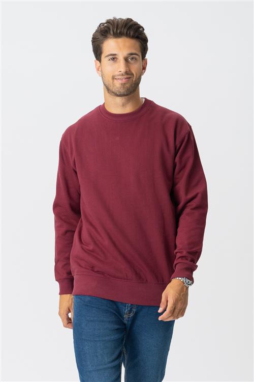 Basic Crewneck - Bordeaux Rød - Herre - L - TeeShoppen