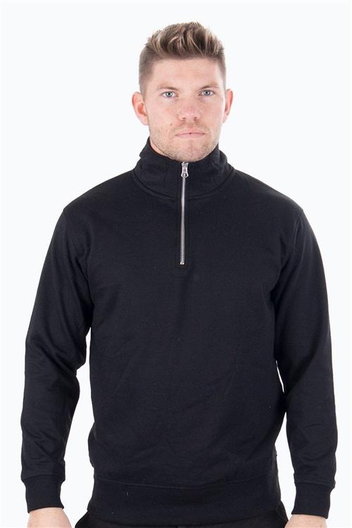 Quarter Zip sweat - Sort - Herre - S - TeeShoppen