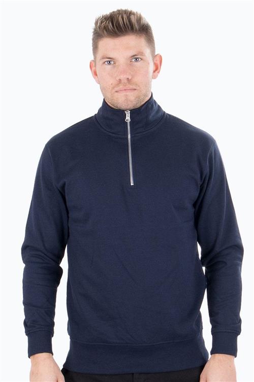 Quarter Zip sweat - Navy - Herre - L - TeeShoppen