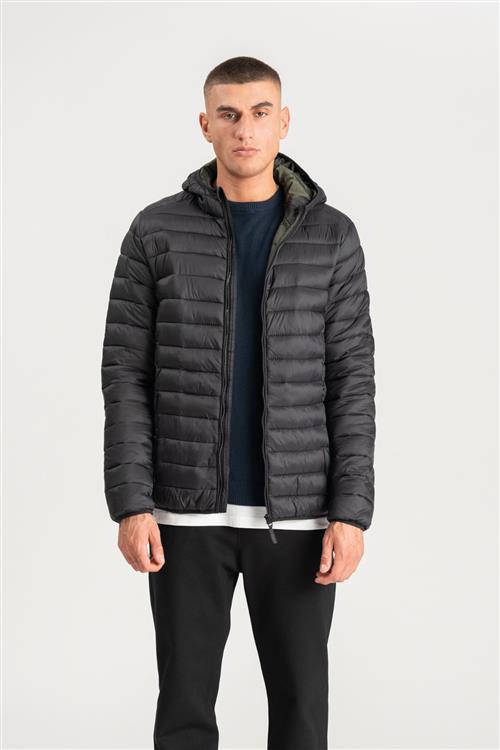 Hooded Let Puffer Jakke - Sort - Herre - 2XL - TeeShoppen