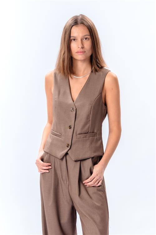 Nadia Vest - Taupe - 2XL - TeeShoppen