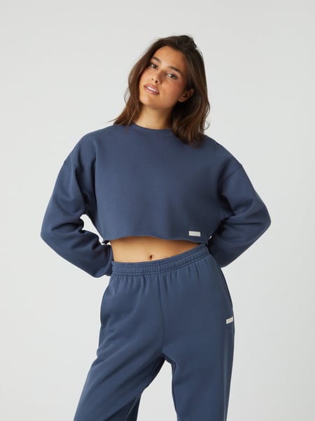 Björn Borg Studio Oversized Cropped Crew Blå, XS