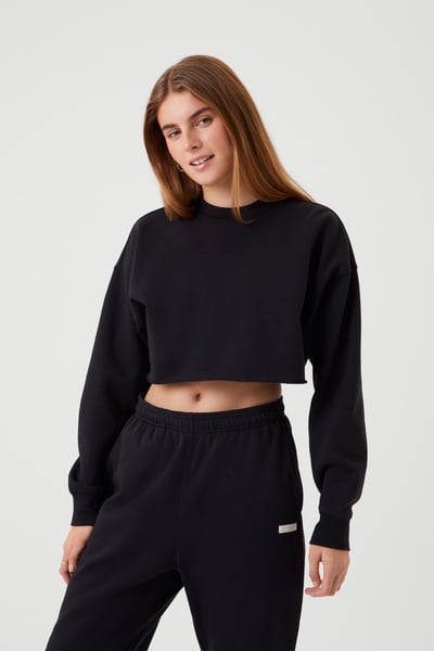 Björn Borg Studio Oversized Cropped Crew Sort, S