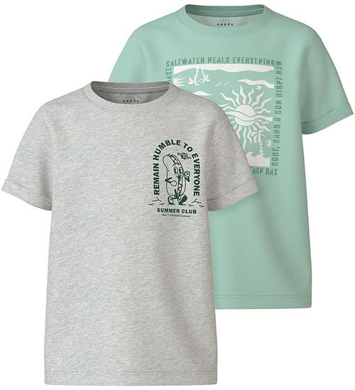 Name It T-shirts - NkmVux - 2-Pak - Honeydew/Light Grey Melange
