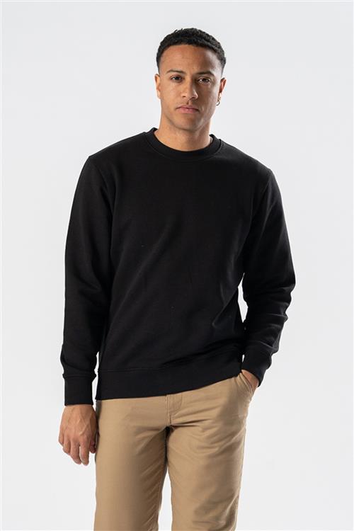 Sweatshirt Crewneck - Sort - Herre - L - TeeShoppen