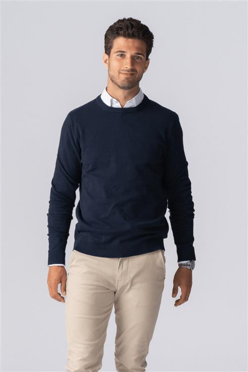 Pullover Rundhals - Navy - Herre - S - TeeShoppen