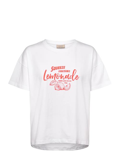 T-Shirt From Freequent In A Soft Material With A Printed Front. The T-Shirt Has FREE/QUENT White