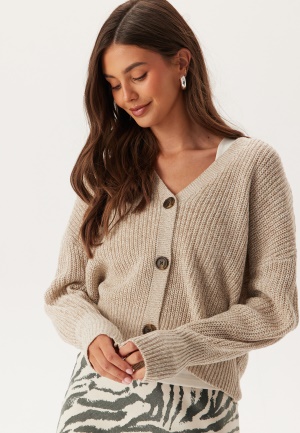VERO MODA Vmlea LS V-Neck Cuff Cardigan Moon Rock Detail:SILVER LINING XS