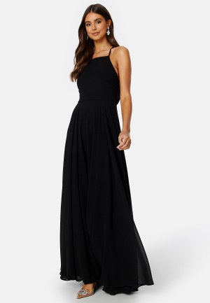 Goddiva High Neck Chiffon Maxi Dress Black XXL (UK18)