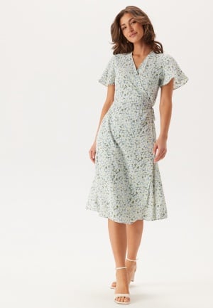 VILA Vilovie S/S Wrap Midi Dress Kentucky Blue AOP: ALY 34
