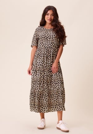 Happy Holly Butterfly Sleeve Viscose Midi Dress Leopard 32/34