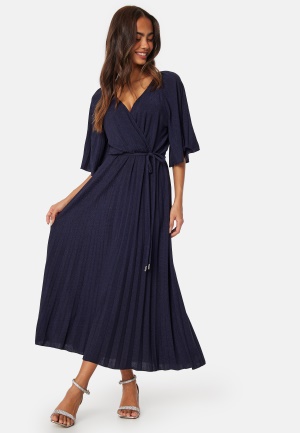 Bubbleroom Occasion Elsina Pleated Sparkling Dress Dark blue XS