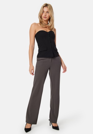 BUBBLEROOM Soft Suit Straight Trousers Petite Dark grey L