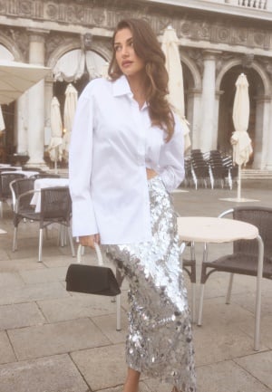 BUBBLEROOM Oversized Cotton Shirt White XS