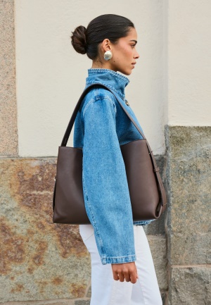 BUBBLEROOM Faux Leather Tote Bag Brown Onesize