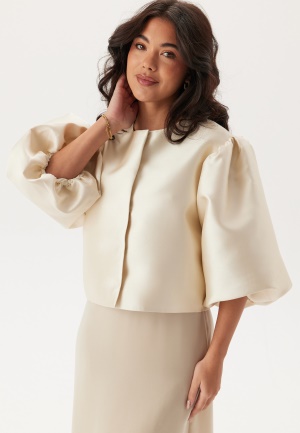 Bubbleroom Occasion Puff Sleeve Satin Jacket Cream XS