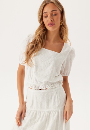 BUBBLEROOM Broderie Anglaise Short Sleeve  Blouse White XS