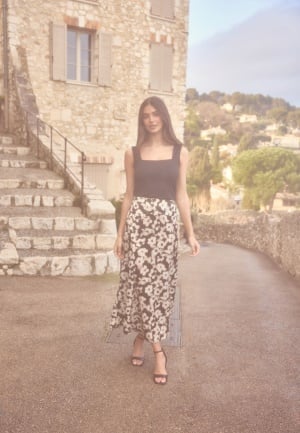 BUBBLEROOM Satin Skirt Black/Patterned XS