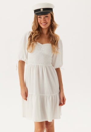 BUBBLEROOM Smock Short Dress White XS