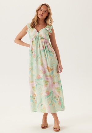 VERO MODA Vmjosie Sl Ankle Frill Dress Birds Egg Green Aop:myra XS