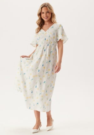 VERO MODA Vmflora Olga Ss 7/8 DRESS DRES Snow White Aop:olga XS