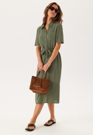 Pieces Pcpia 2/4 MIDI SHIRT DRESS  Deep Lichen Green XS