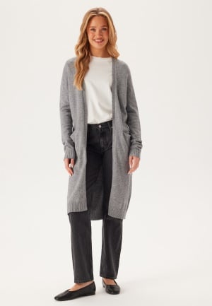 VILA Ril Long Knit Cardigan Medium Grey Melange S