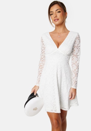 Bubbleroom Occasion Long Sleeve Lace Dress White 4XL
