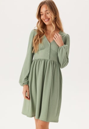 BUBBLEROOM Structure Button Short Dress Dusty green S