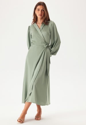 VILA Vienna Ravenna L/S Ankle Wrap Dress Green Milieu 36