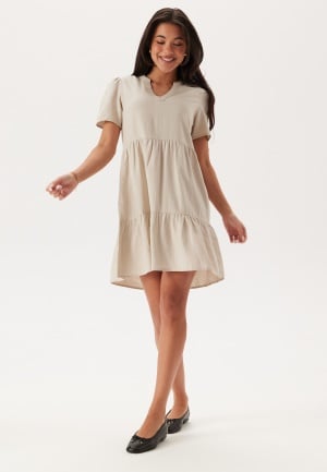 ONLY Onltiri-Caro V-Nec Lin Dress Pumice Stone S